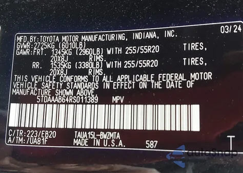 2024 Lexus Tx 350 Premium z USA, uszkodzony, nr VIN 5TDAAAB64RS011389